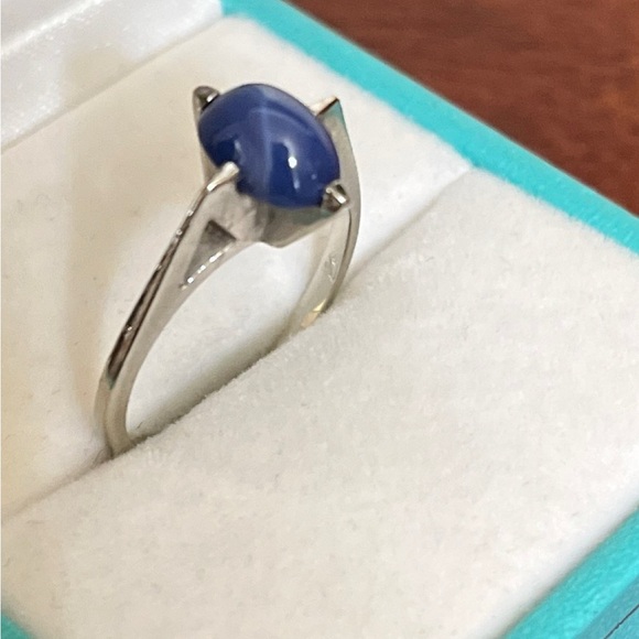 Vintage 14k white gold star blue sapphire ring size 6.25 - Picture 4 of 8